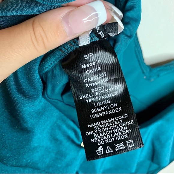 Tahari peacock teal ruffle one piece bikini small - Picture 7 of 10